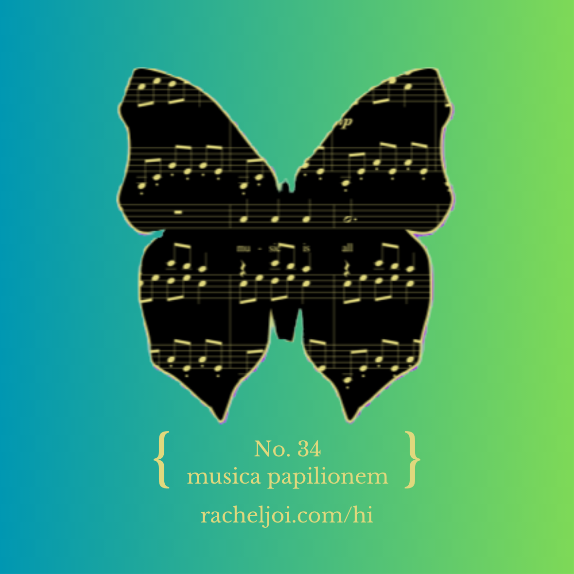 Butterfly with sheet-music wing pattern, the music butterfly