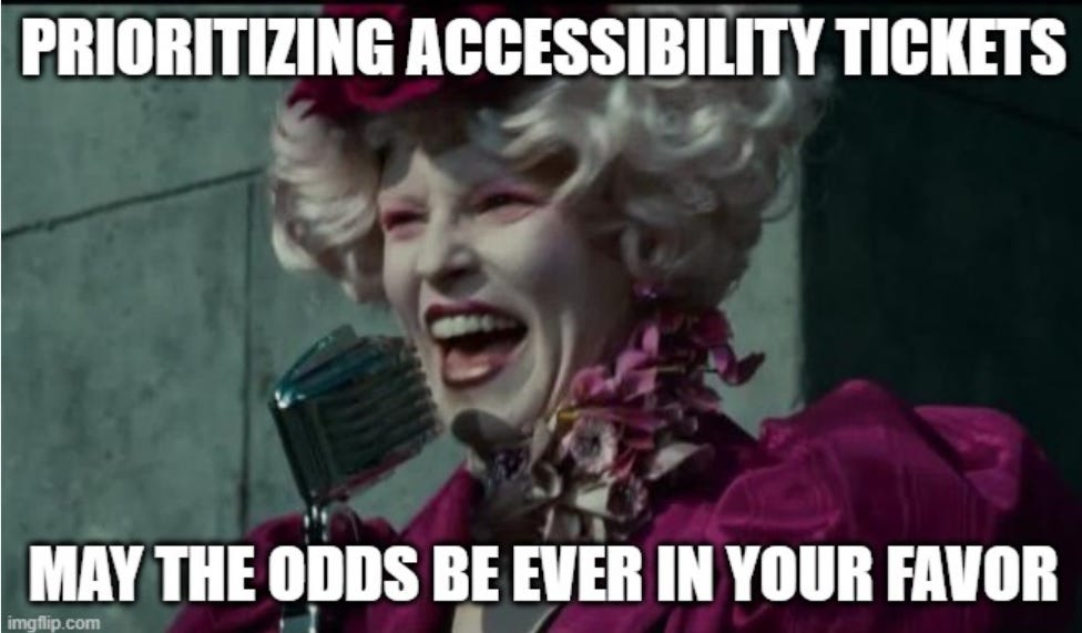Hunger Games accessibility - 'prioritizing accessibility tickets, may the odds be ever in your favor' image-20260518-152452.png